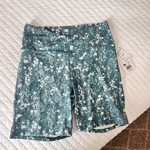 Marika Teal and White Patterned Bike Shorts